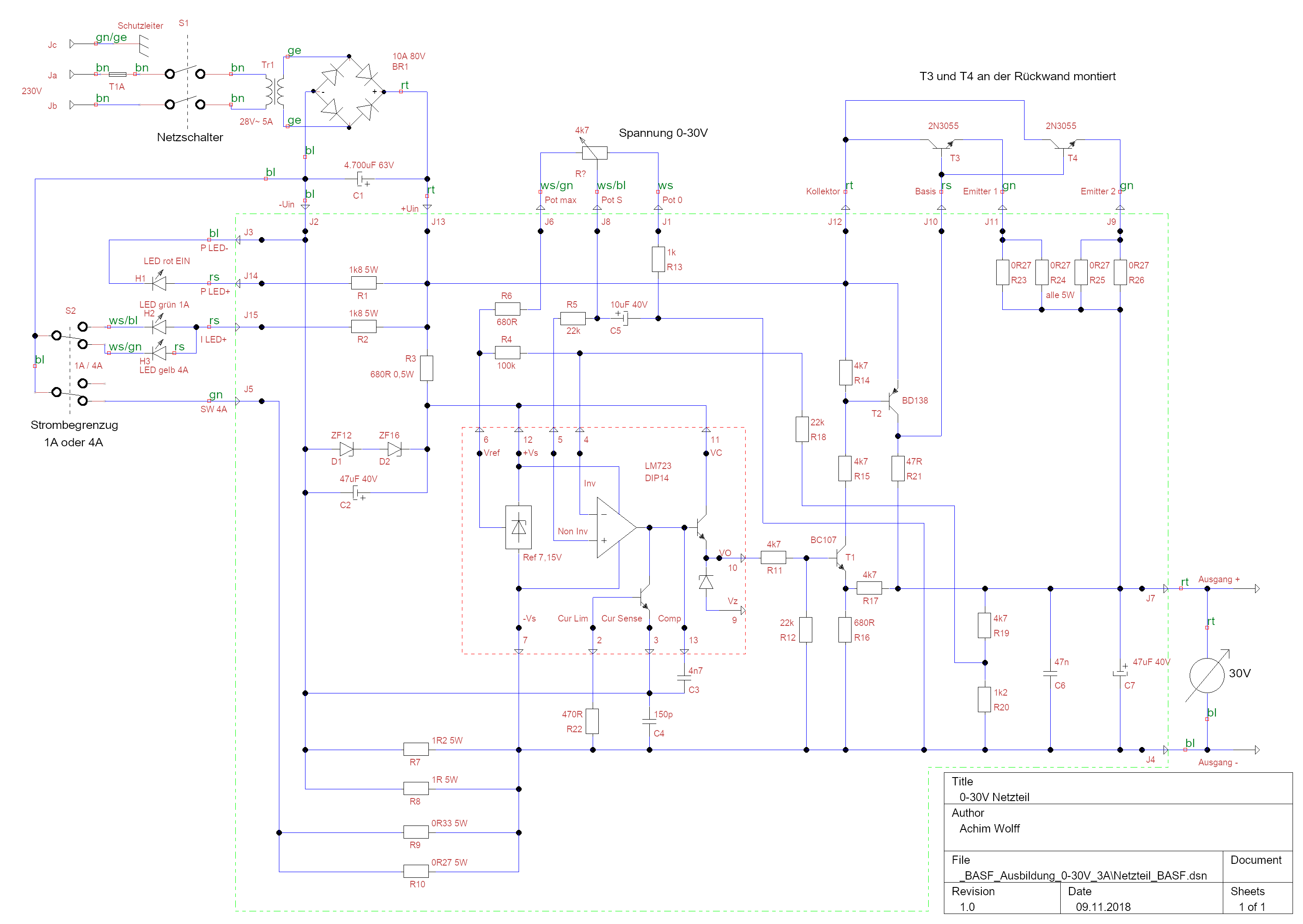 Netzteil 0-30V Schaltbild